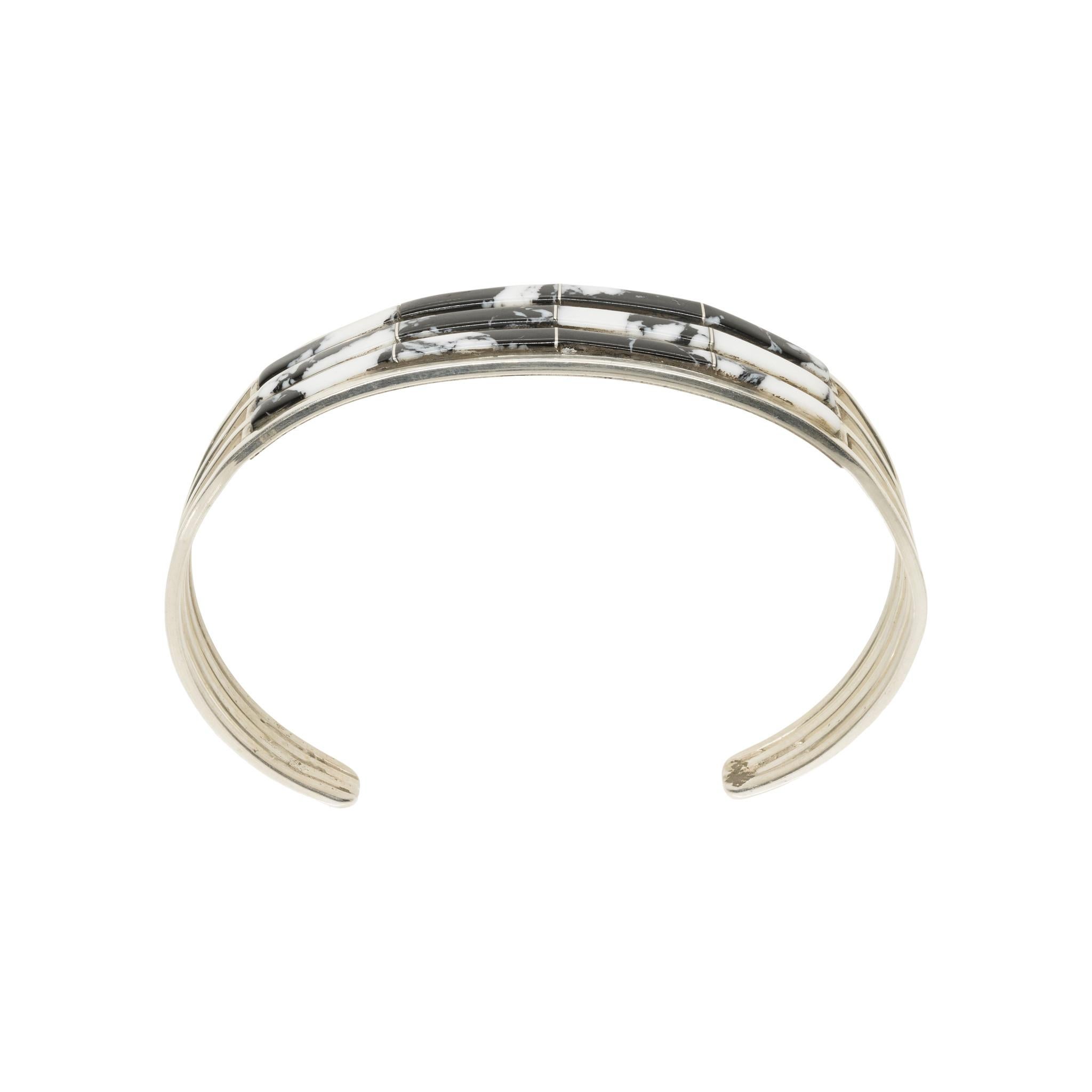 Square Cut Navajo White Buffalo Turquoise Bracelet For Sale