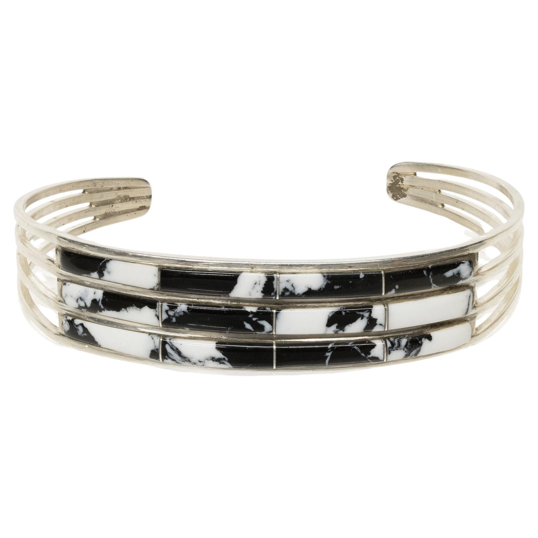 Navajo White Buffalo Turquoise Bracelet For Sale