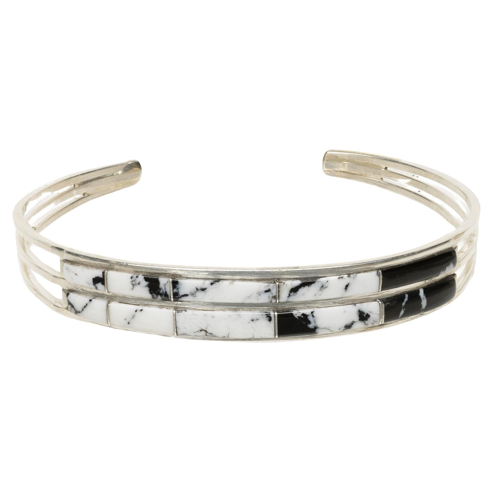 Navajo White Buffalo Turquoise Bracelet