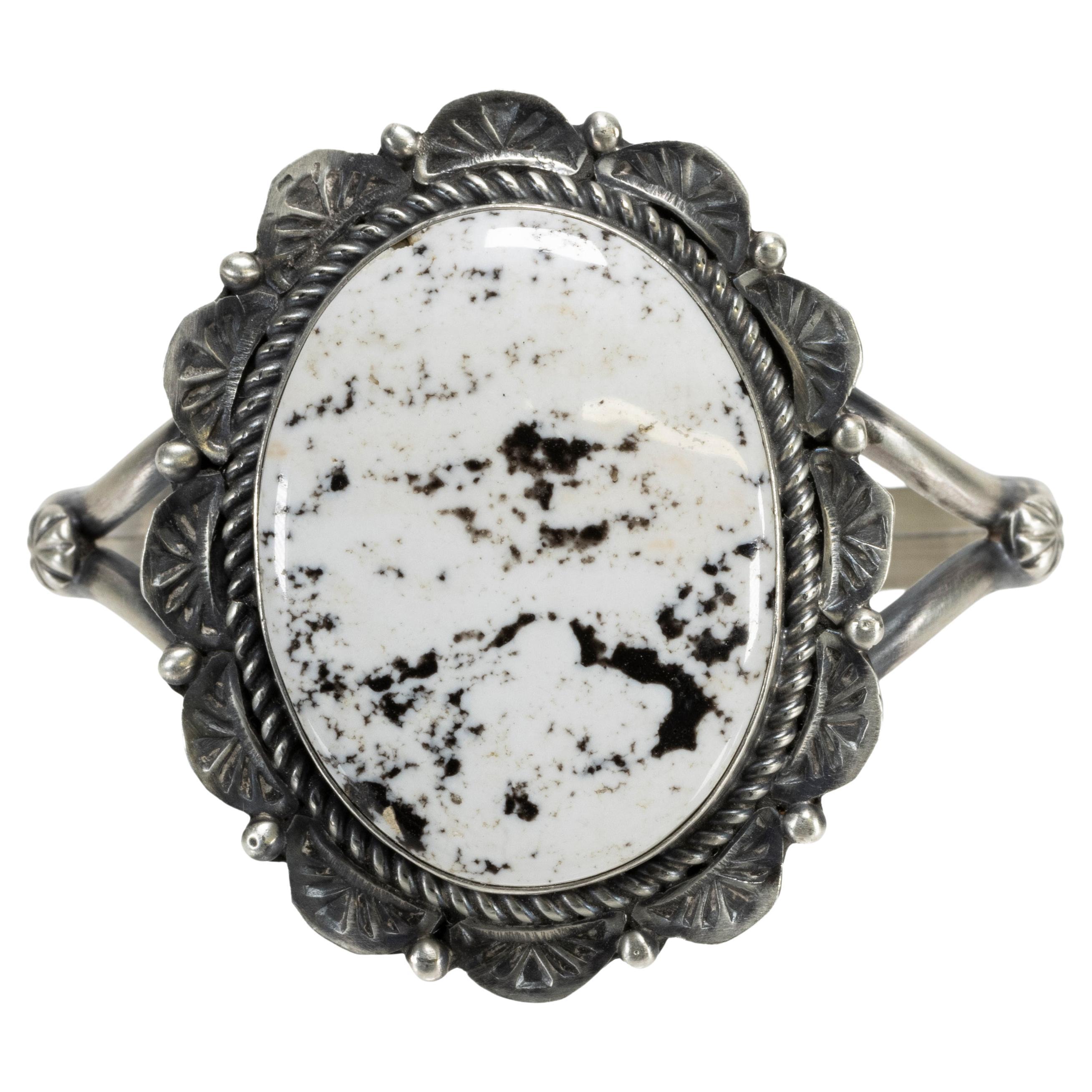 Navajo White Buffalo Turquoise Bracelet