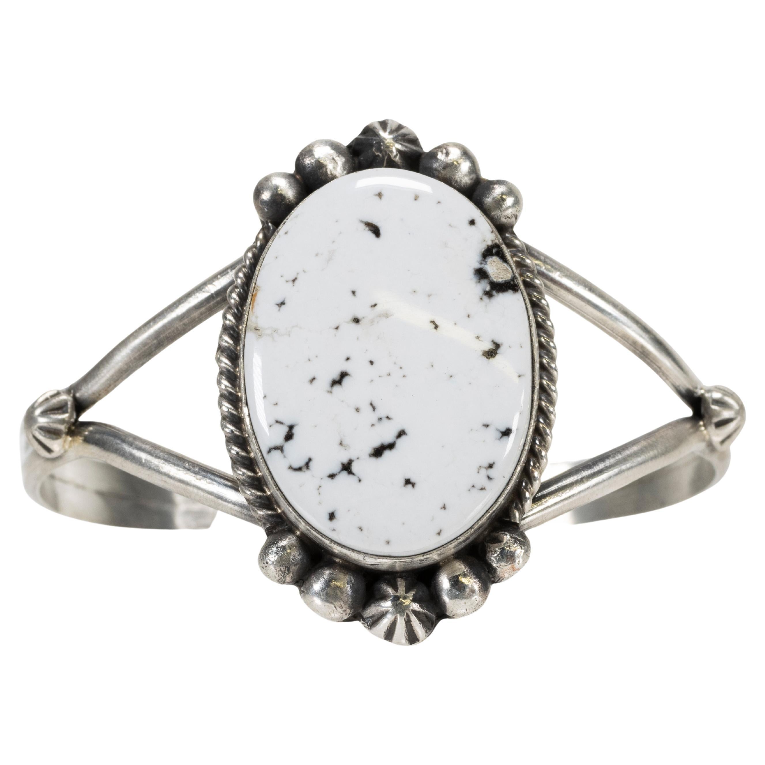 Navajo White Buffalo Turquoise Bracelet