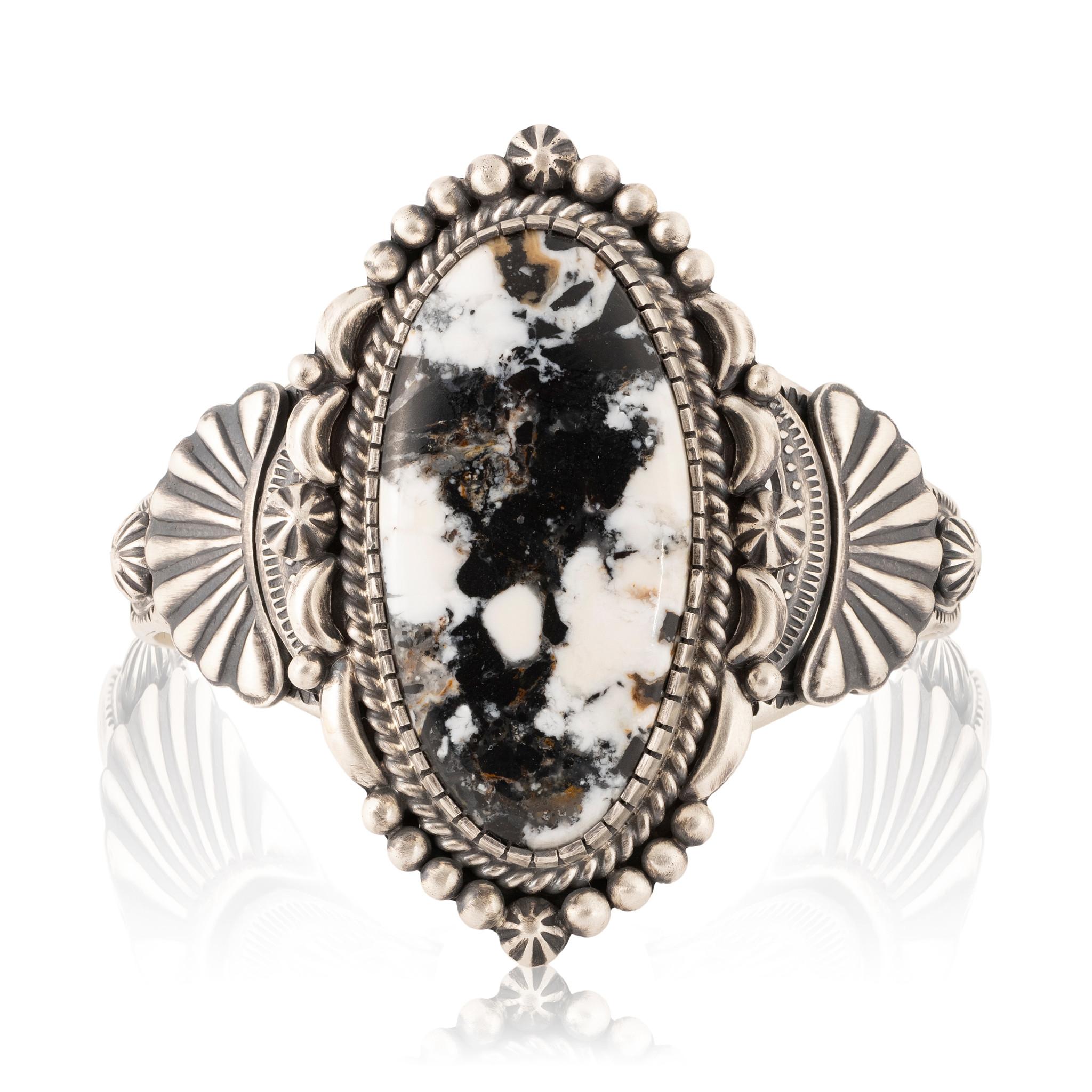 Navajo White Buffalo Turquoise Bracelet