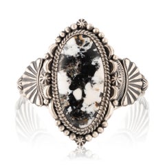 Navajo White Buffalo Turquoise Bracelet