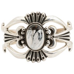 Navajo Weißer Büffel-Türkis Manschettenknopf-Armband