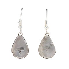 Navajo White Buffalo Turquoise Dangle Earrings