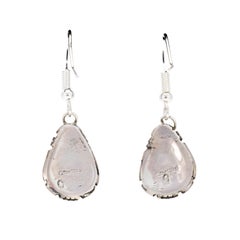 Navajo White Buffalo Turquoise Dangle Earrings