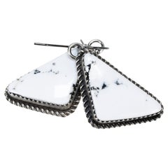 Navajo White Buffalo Turquoise Dangle Earrings