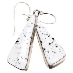 Navajo White Buffalo Turquoise Dangle Earrings