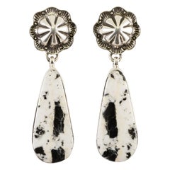Navajo White Buffalo Turquoise Earrings