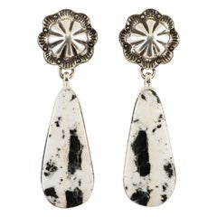 Navajo White Buffalo Turquoise Earrings