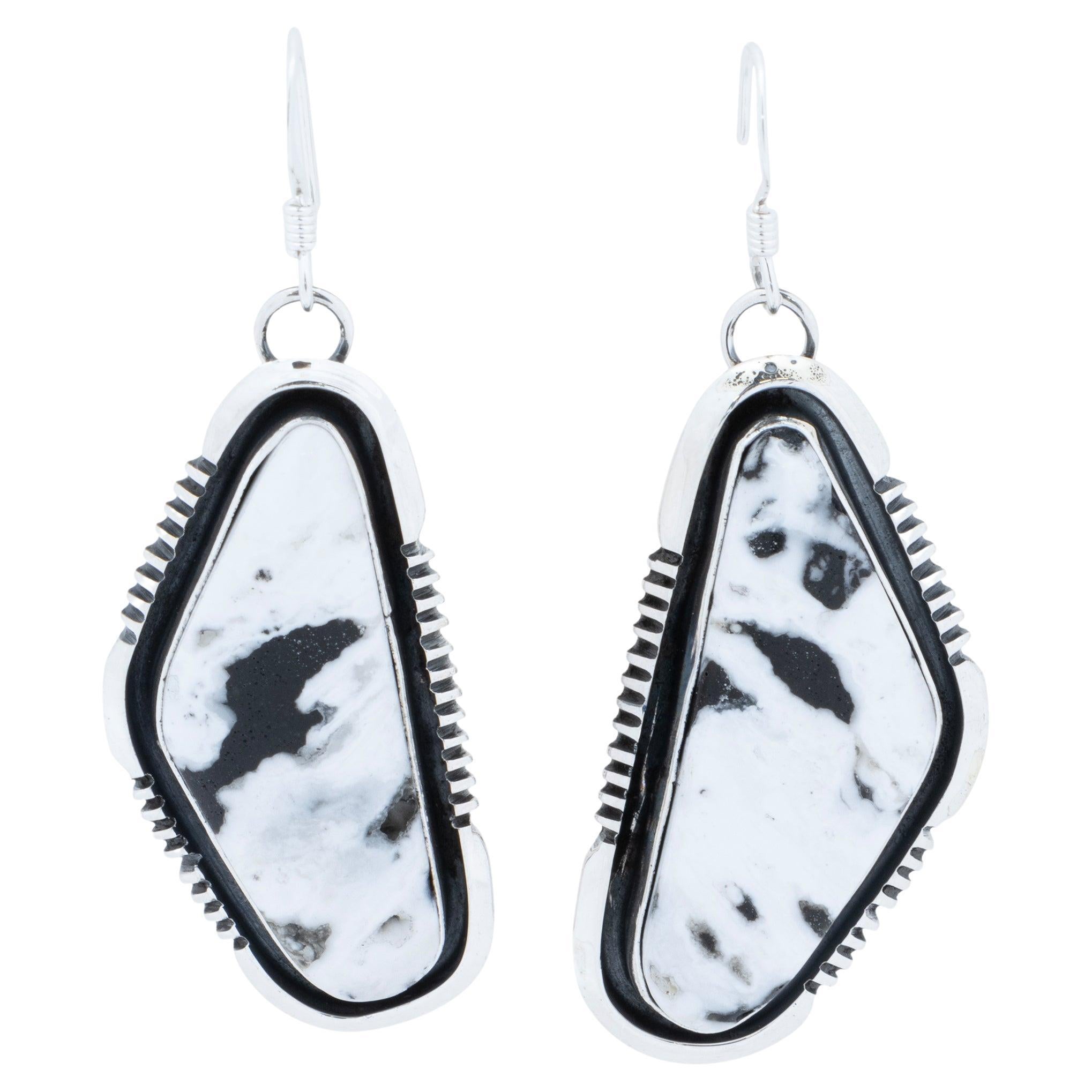 Orecchini in turchese di bufalo bianco Navajo in vendita