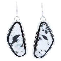 Navajo White Buffalo Turquoise Earrings