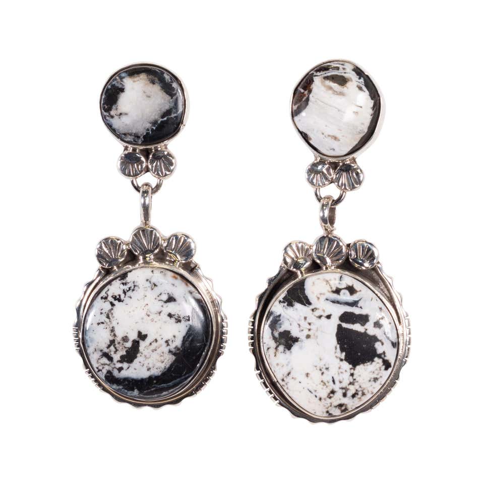White buffalo turquoise earrings Clearance