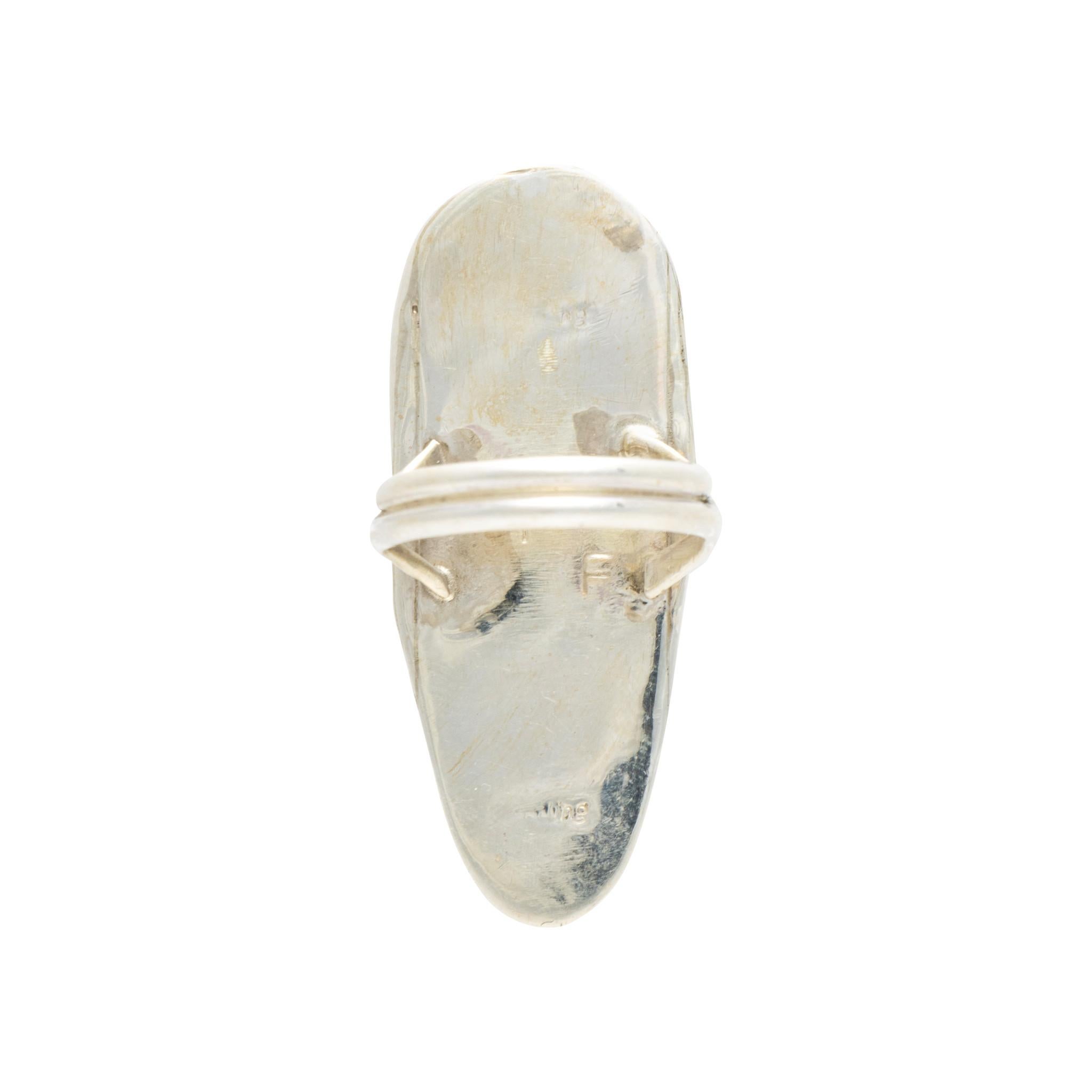 Pear Cut Navajo White Buffalo Turquoise Ring For Sale