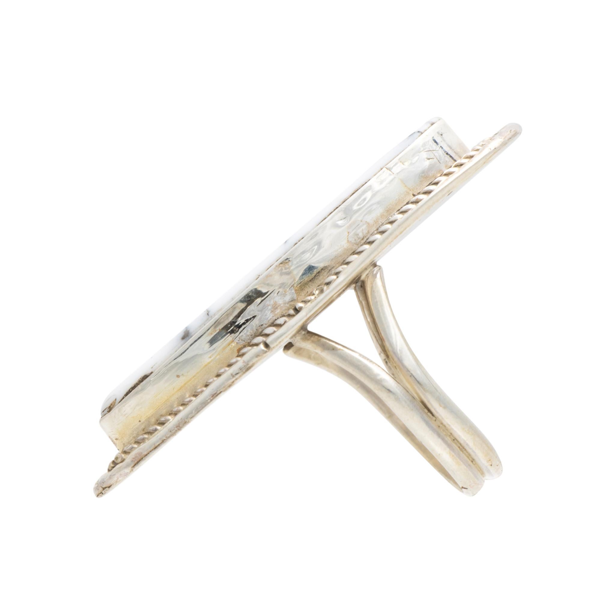 Navajo White Buffalo Turquoise Ring In Excellent Condition For Sale In Coeur d Alene, ID