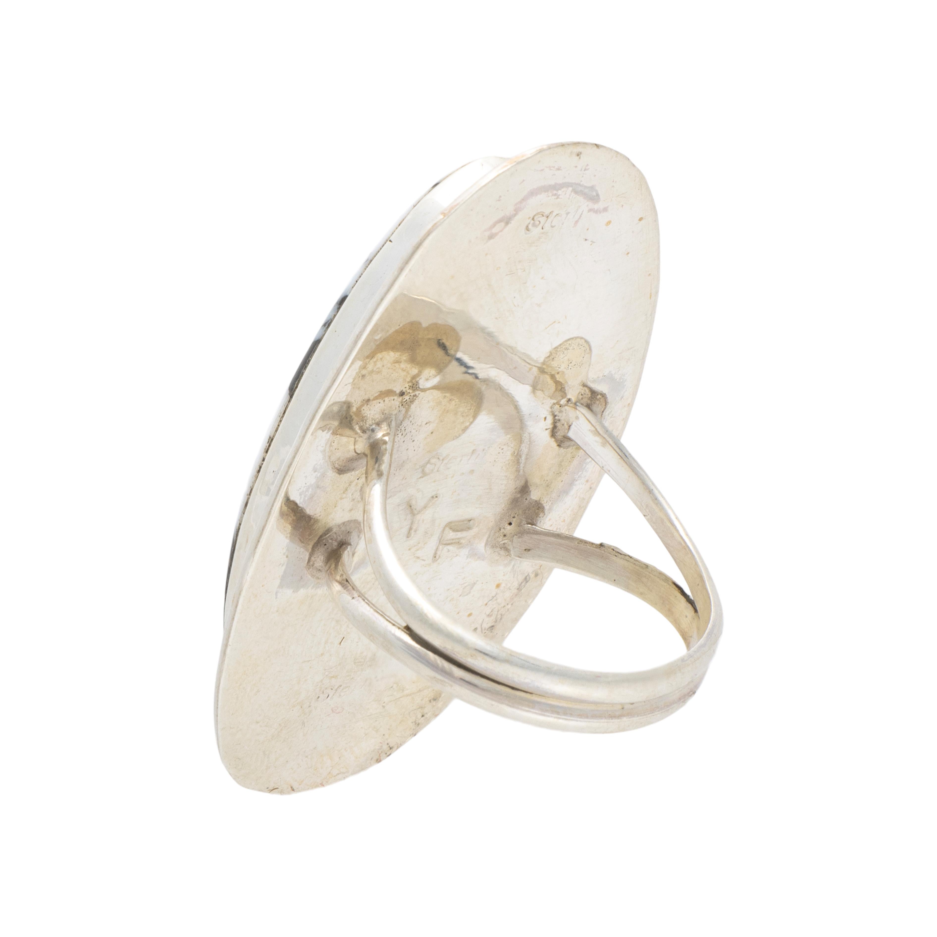 Navajo White Buffalo Turquoise Ring In Excellent Condition For Sale In Coeur d Alene, ID
