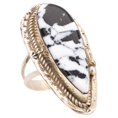 Navajo White Buffalo Turquoise Ring