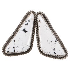 Navajo White Buffalo Turquoise Stud Earrings