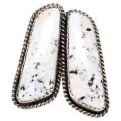 Navajo White Buffalo Turquoise Stud Earrings