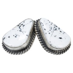 Navajo White Buffalo Turquoise Stud Earrings