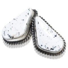 Navajo White Buffalo Turquoise Stud Earrings