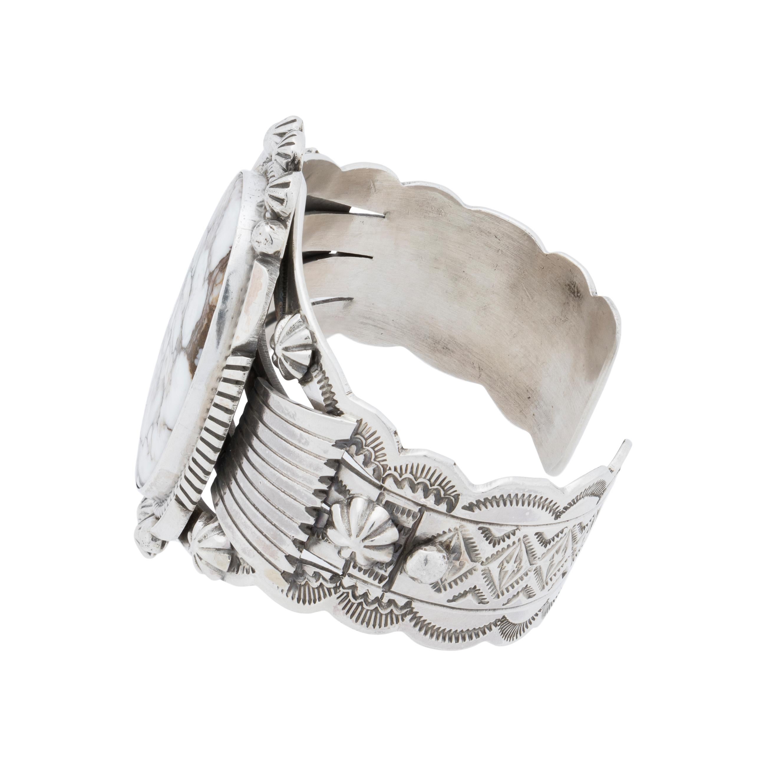 Oval Cut Navajo Wild Horse Turquoise Bracelet For Sale