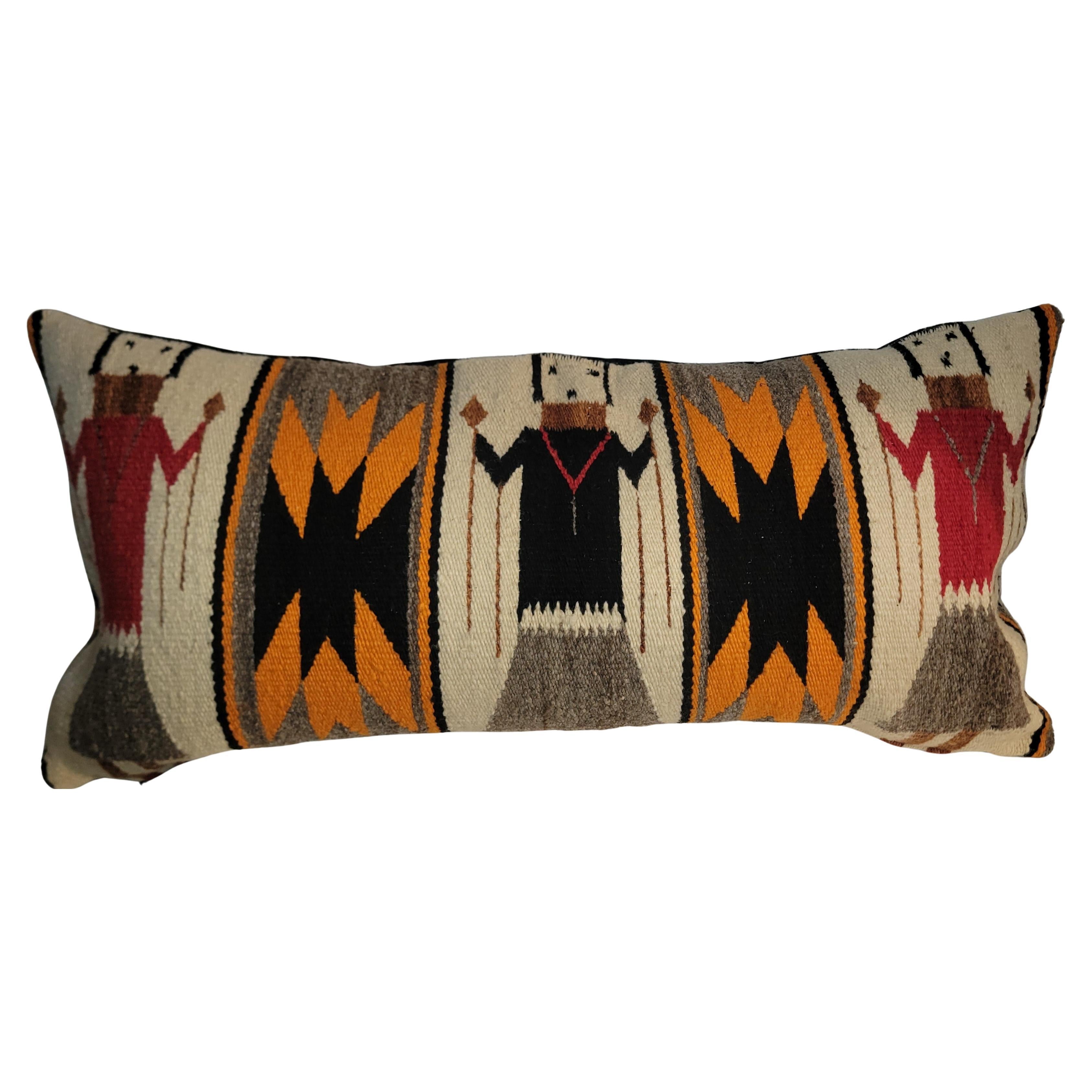 Navajo Yei Indian Weaving Bolster pillow