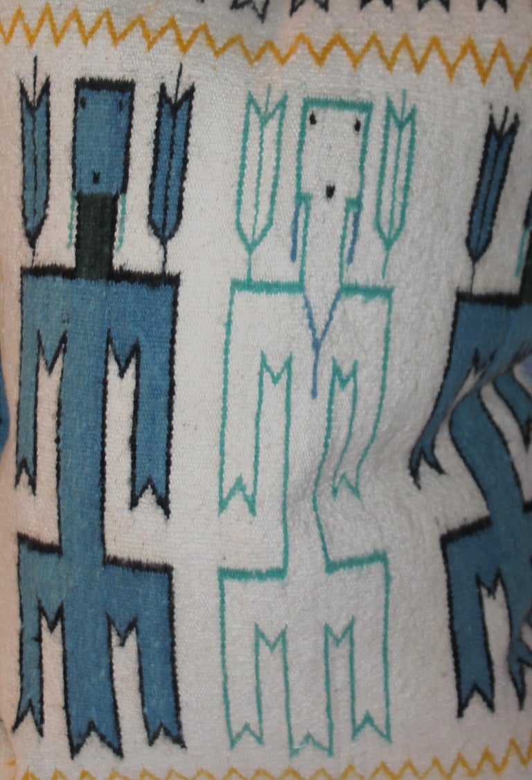 Adirondack Navajo Yei Indian Weaving Pillows-Pair For Sale