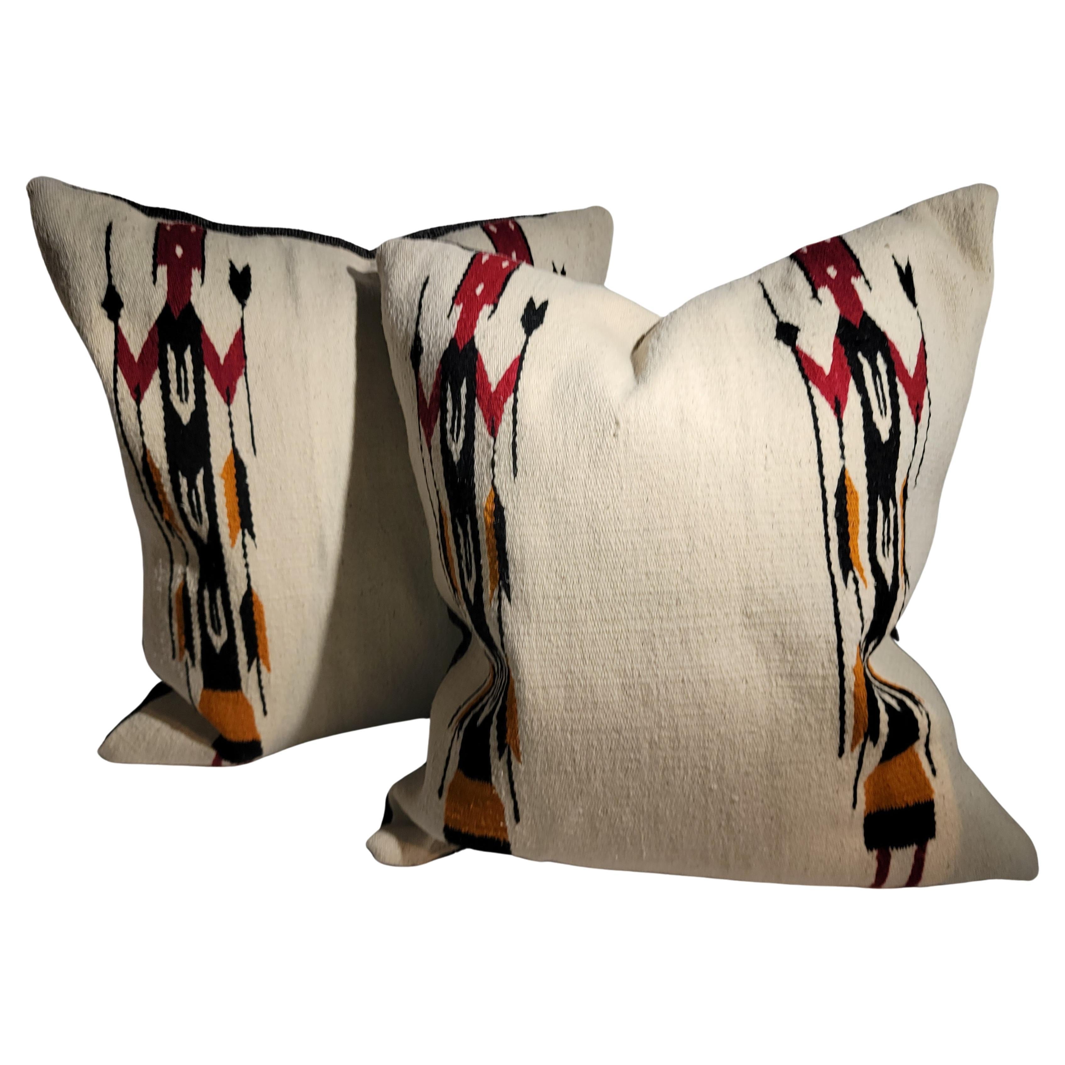Navajo Yei Indian Weaving Pillows-Pair For Sale