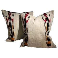 Vintage Navajo Yei Indian Weaving Pillows-Pair