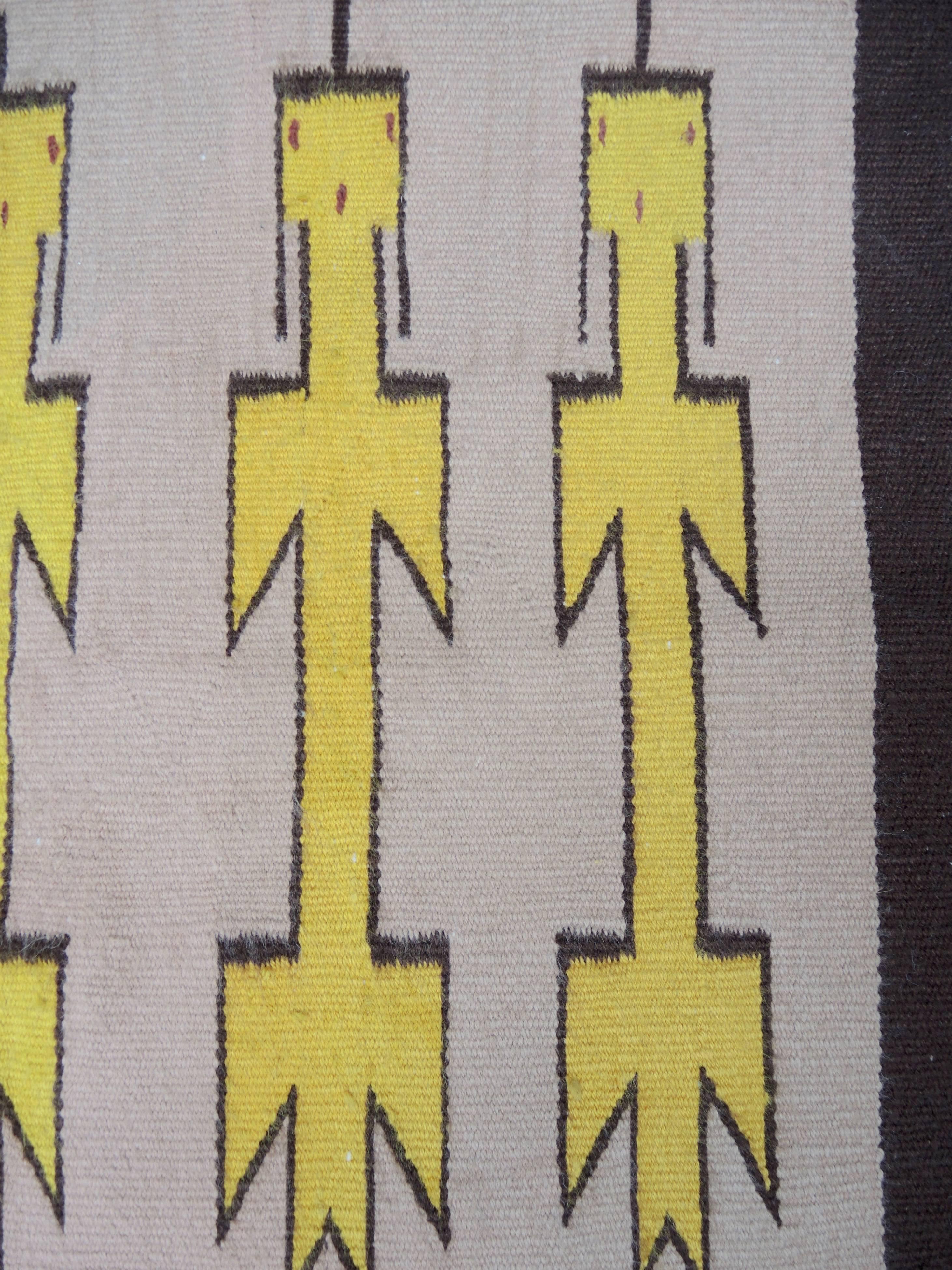 Navajo Yei Rug Woven by Nelly Nez with the Original Fred Harvey Tag In Good Condition For Sale In Antwerp, BE