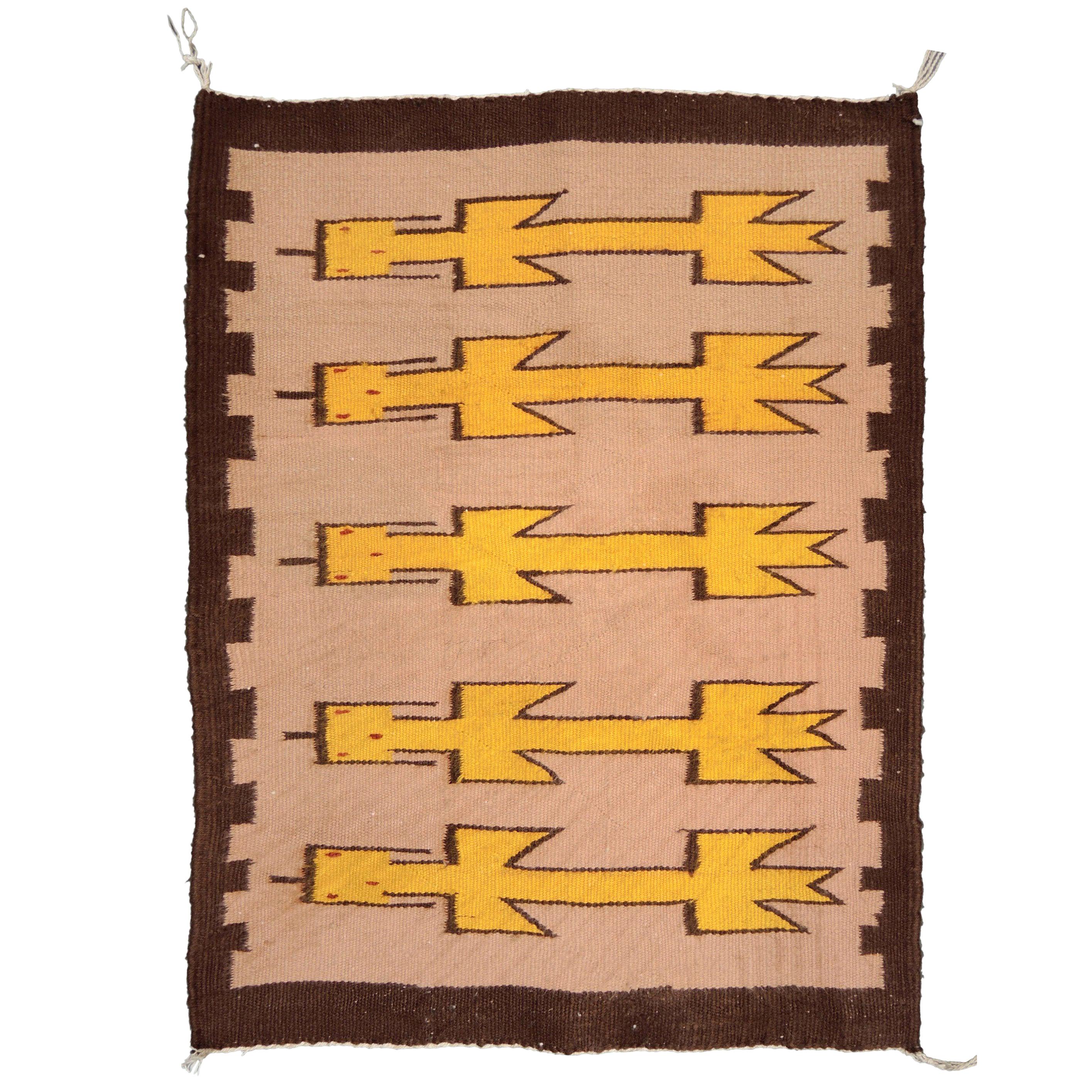Navajo Yei Rug Woven by Nelly Nez with the Original Fred Harvey Tag For Sale