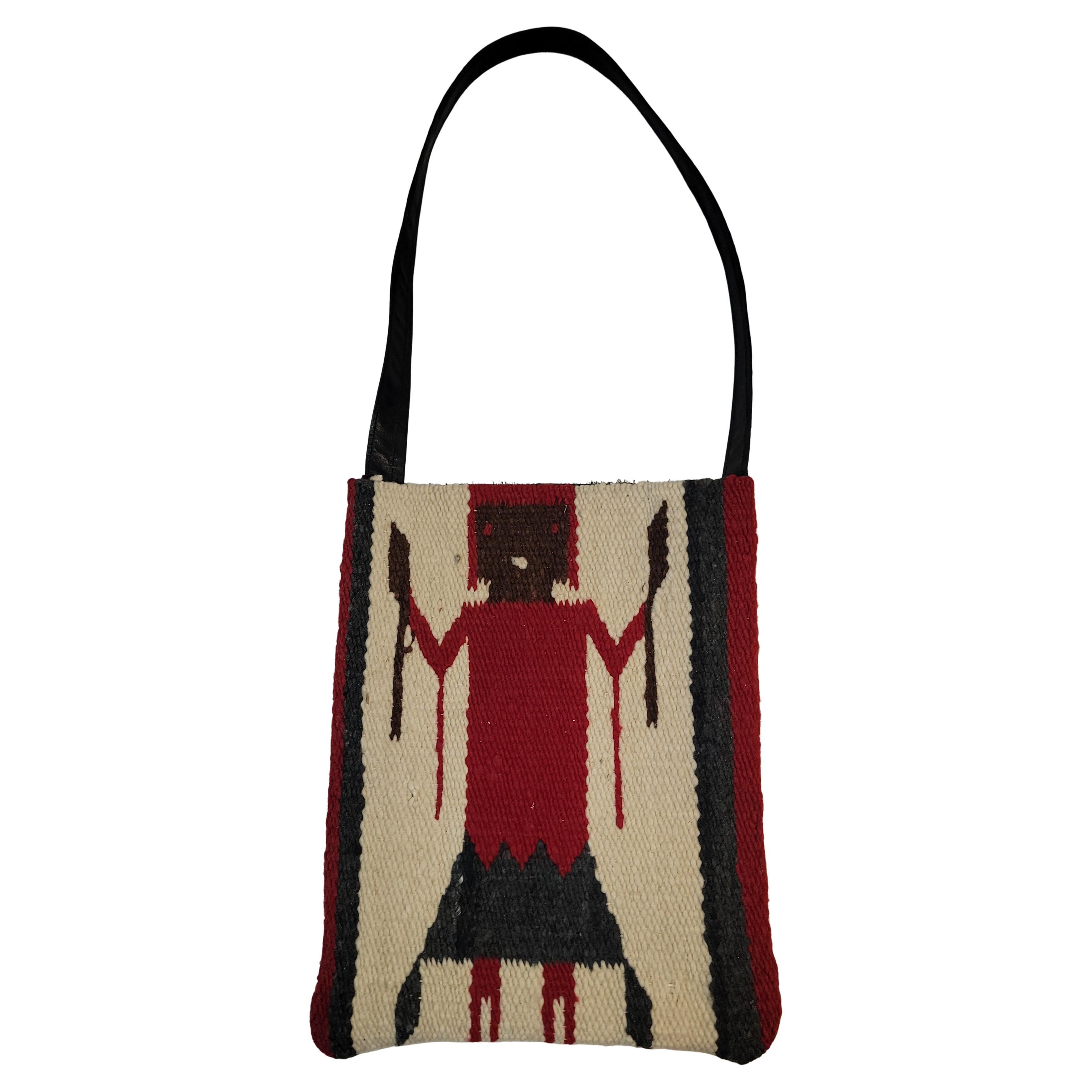 Navajo Yei Weave Bag With Leather backing and Strap