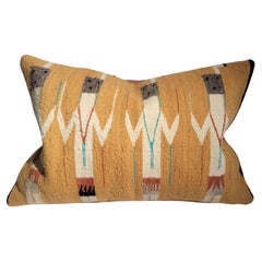 Navajo Yei Woven Pillow with Leather Backing