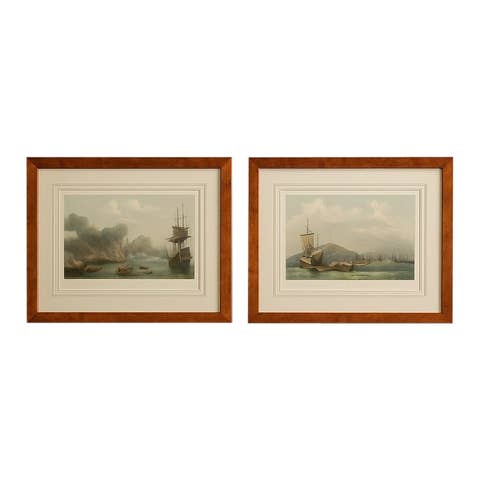 Naval Battle Lithographs in Frame– Etna and Palermo Engagements of 1676, Schotel