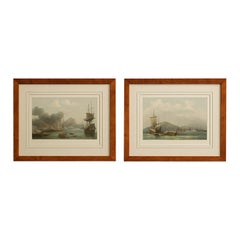 Naval Battle Lithographs in Frame– Etna and Palermo Engagements of 1676, Schotel