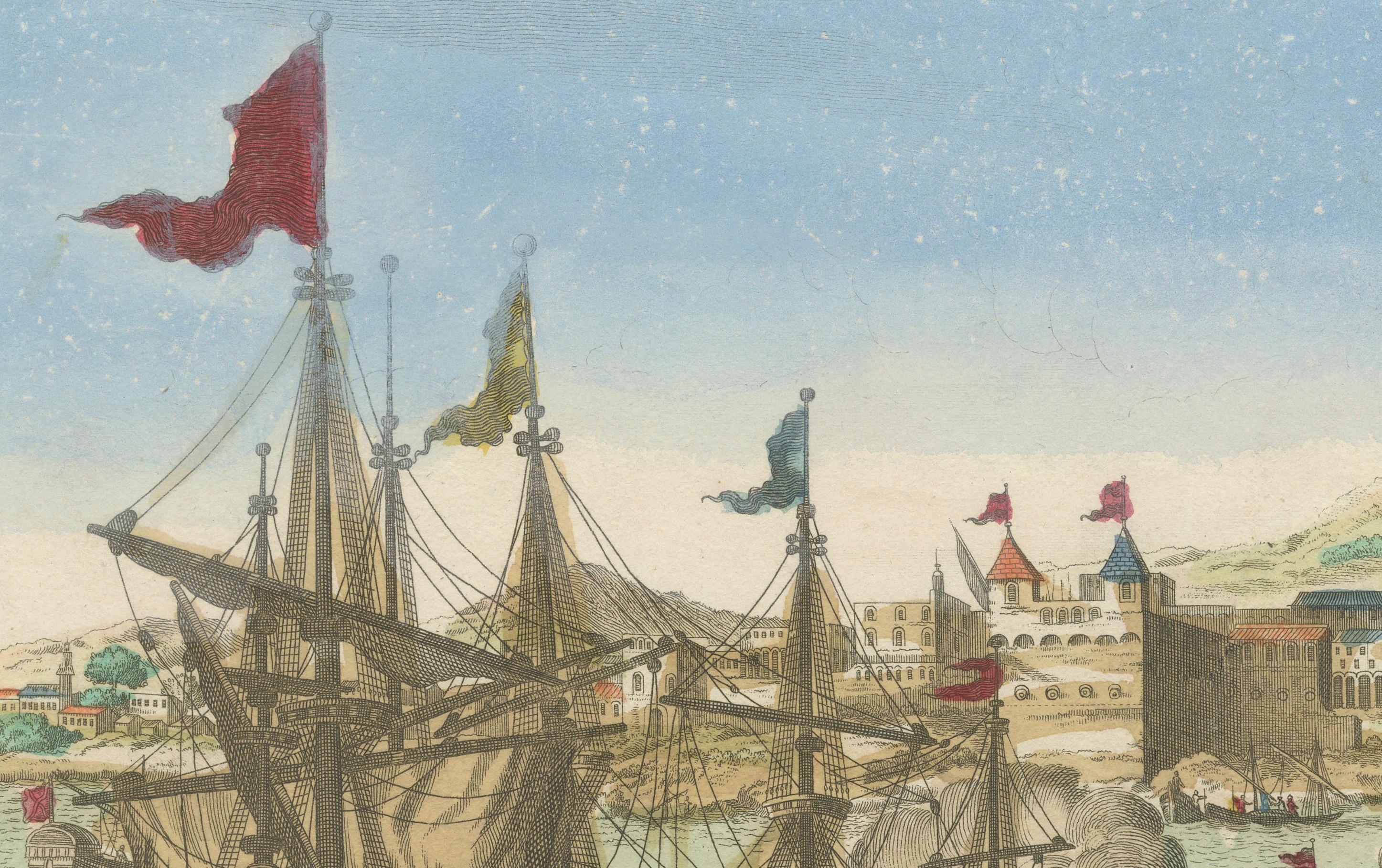 Naval Battle Off St. François (Campeche, Mexico), ca. 1780 In Fair Condition For Sale In Langweer, NL