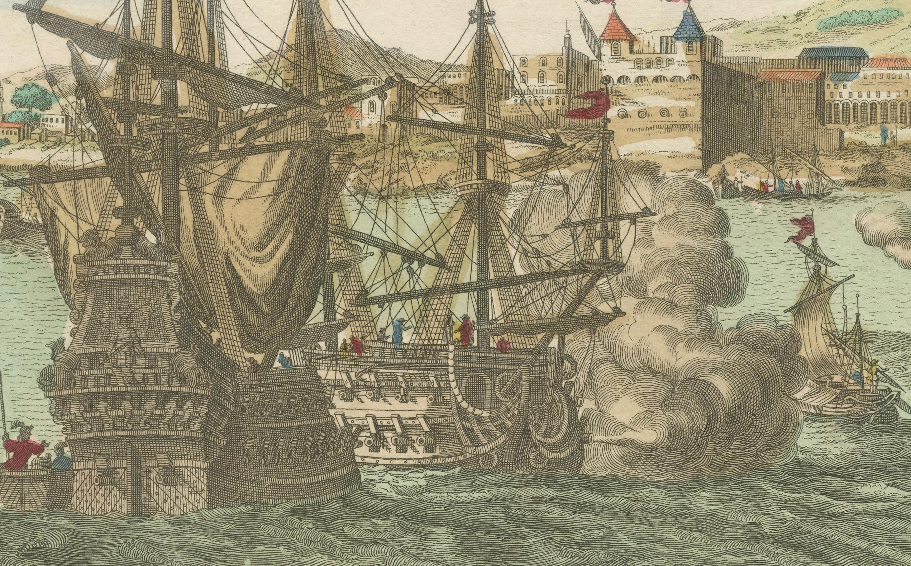 Late 18th Century Naval Battle Off St. François (Campeche, Mexico), ca. 1780 For Sale