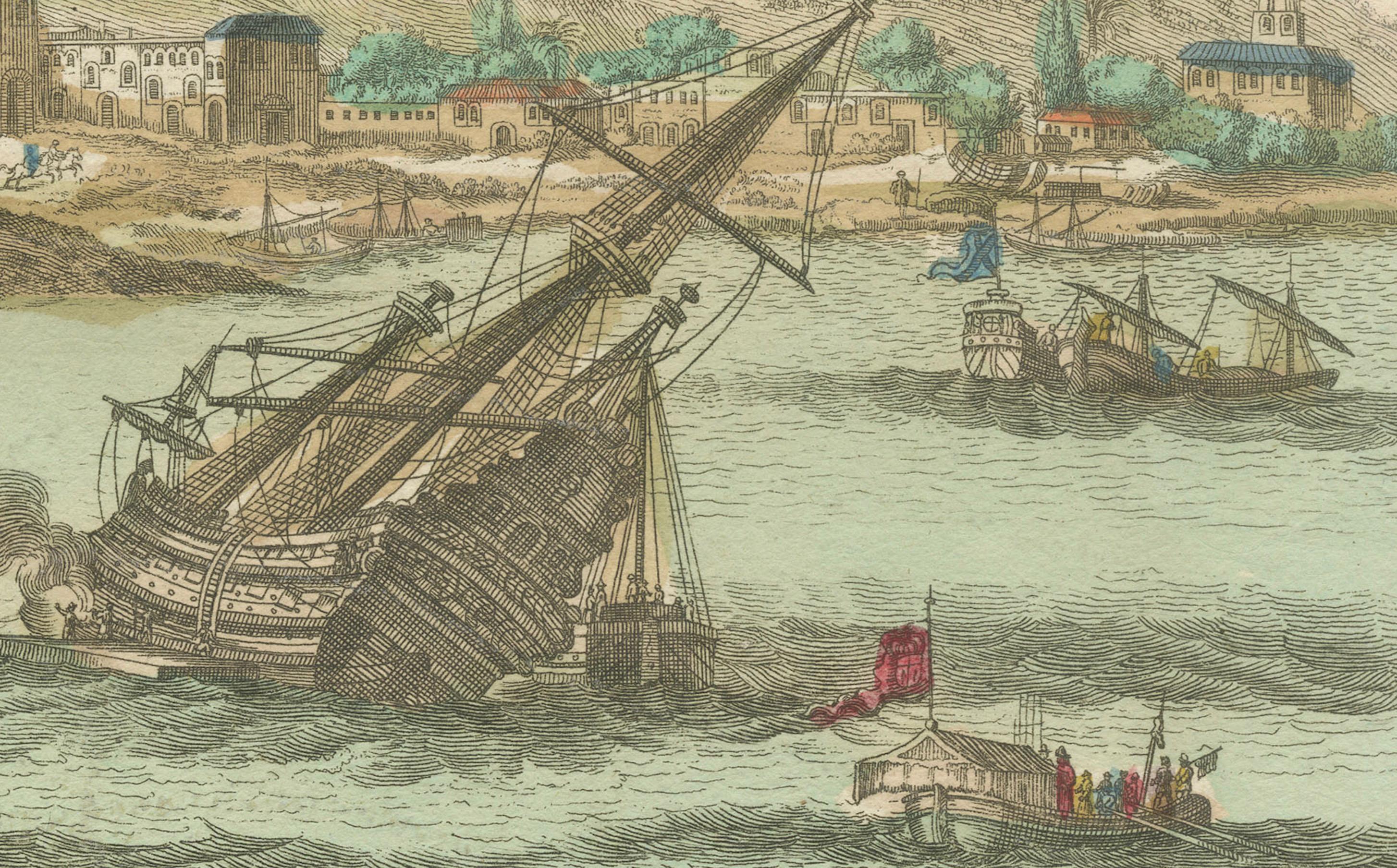 Paper Naval Battle Off St. François (Campeche, Mexico), ca. 1780 For Sale
