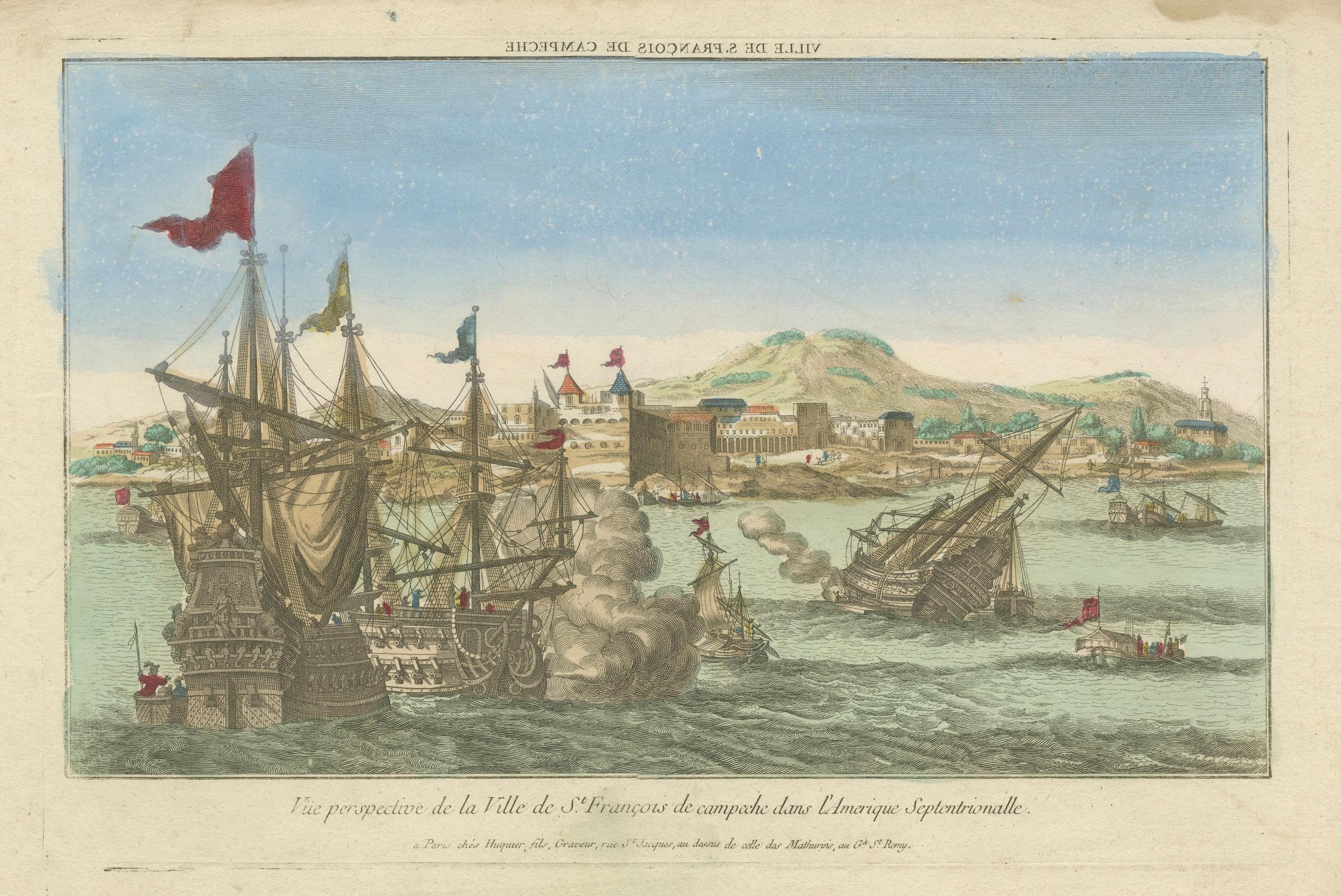 Naval Battle Off St. François (Campeche, Mexico), ca. 1780 For Sale 1