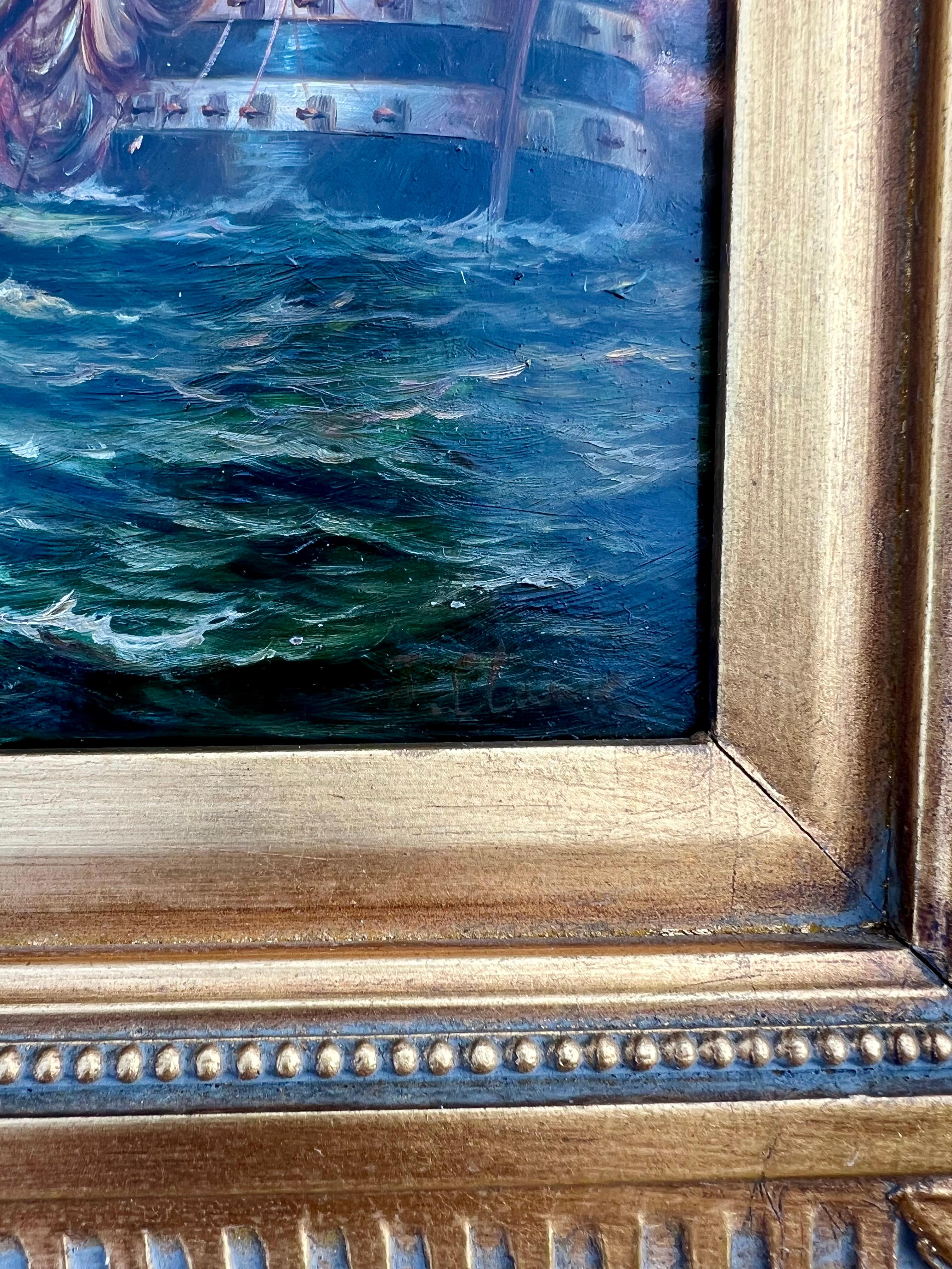 „Naval Battle Scene“ Gemälde des 19. Jahrhunderts (Viktorianisch) im Angebot