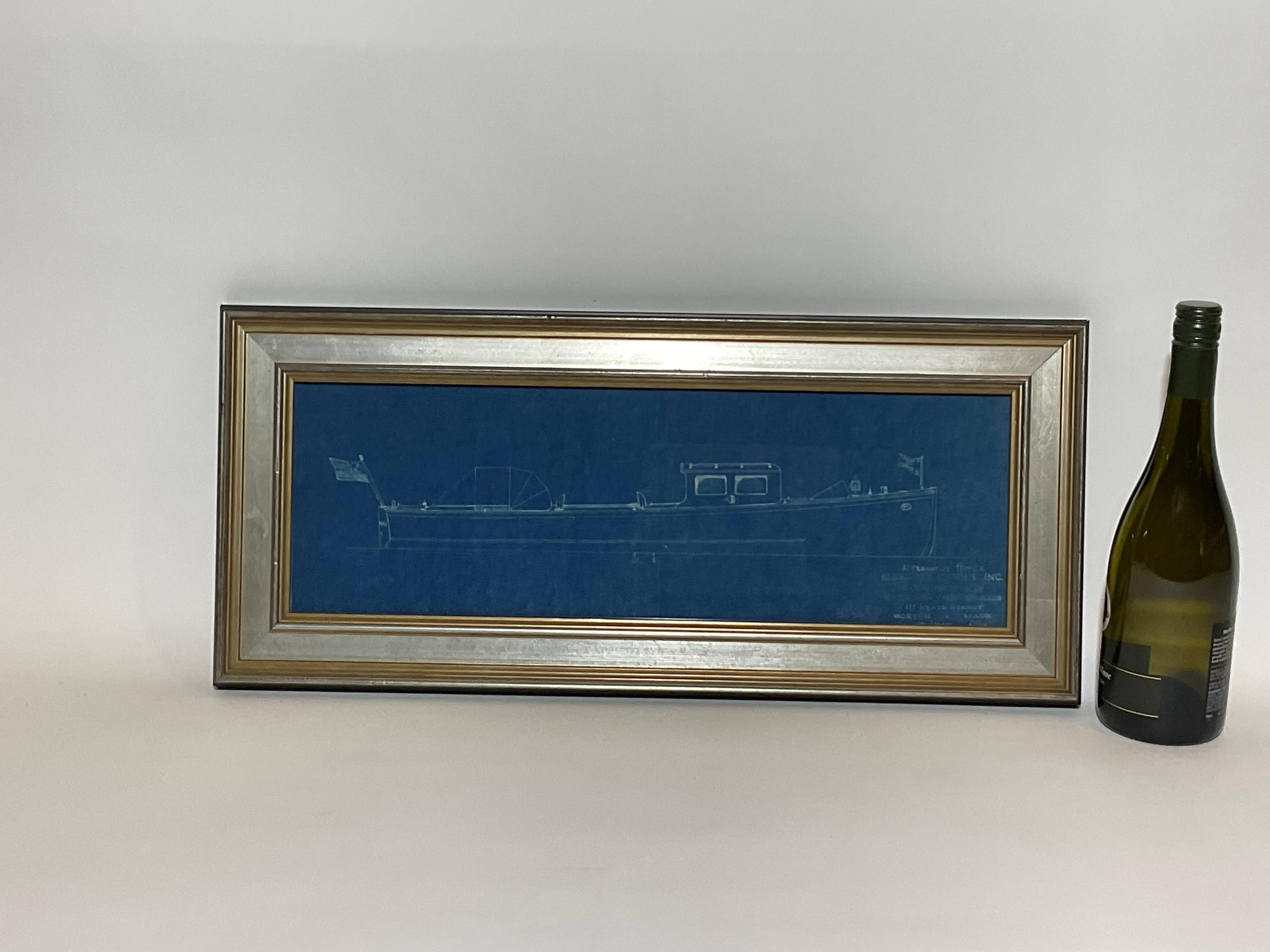 Original blueprint for a motor launch built for the famous steam yacht Hi-Esmaro.

Originally laid down on the 14th November 1928 as the steel hulled yacht Hi-Esmaro by Bath Iron Works, Bath, Maine. Launched 7th June 1929 & Delivered 20th August