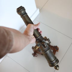 NAVAL CANNON 19th Century Model Battery Signal Cannon In Bronze & Wood
