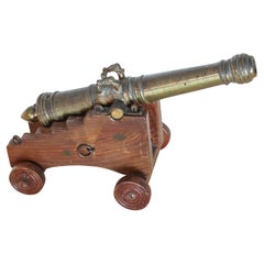 NAVAL CANNON 19th Century Model Battery Signal Cannon In Bronze & Wood