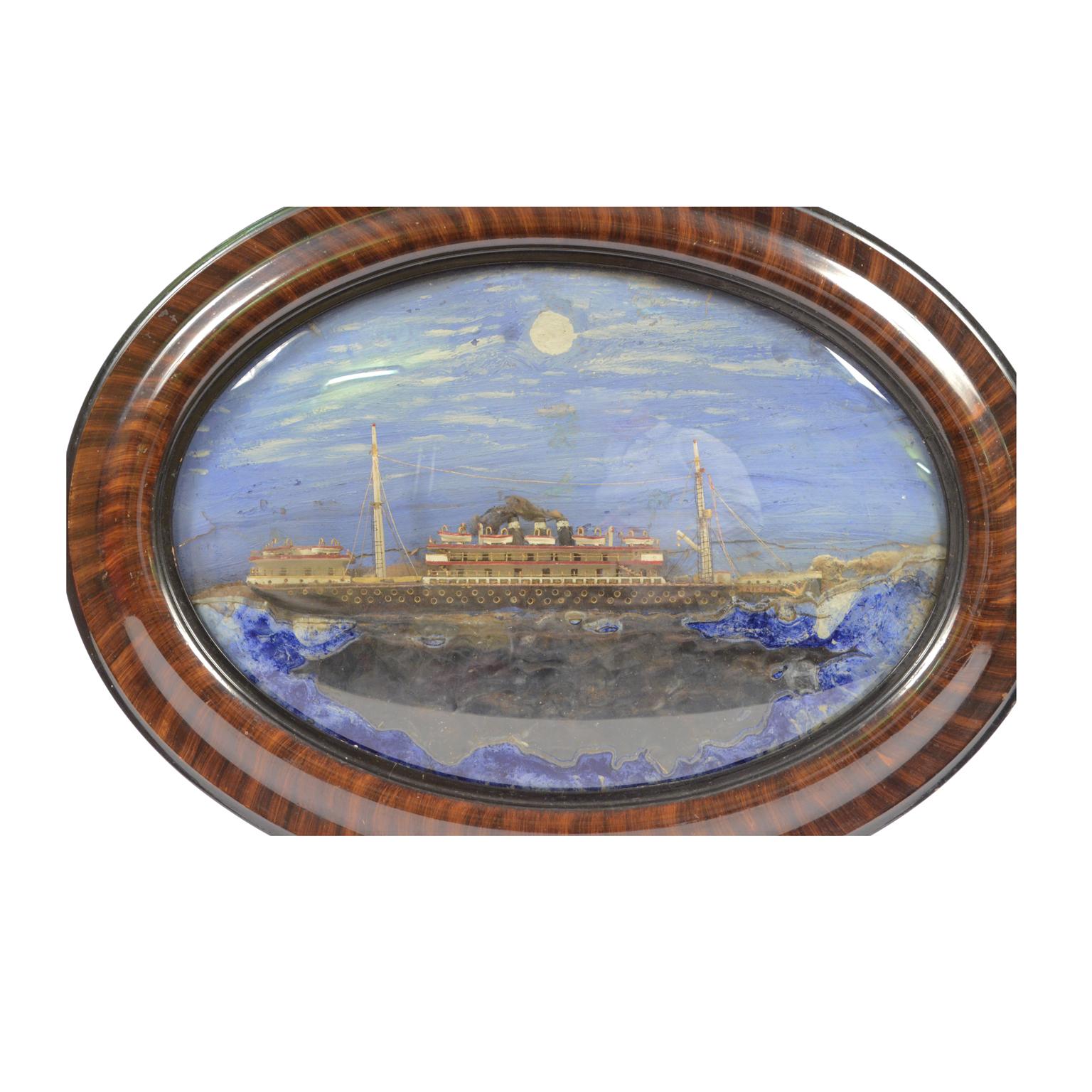 Early 20th Century Naval Diorama of the Trieste Steamship Launched in 1908