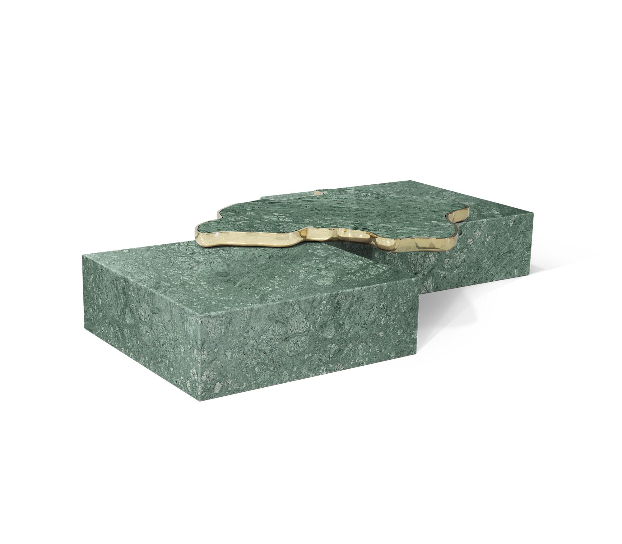 Cast Navarra Guatemala Center Table - Hand Turned Marble & Brass - Boca do Lobo For Sale