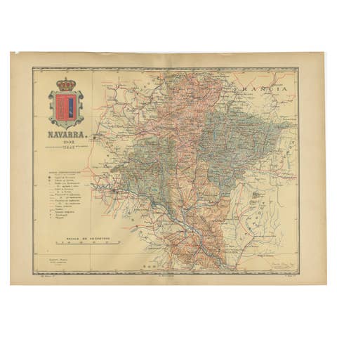 Navarra in Cartographic Detail: A 1902 Map of the Crossroads of Northern Spain