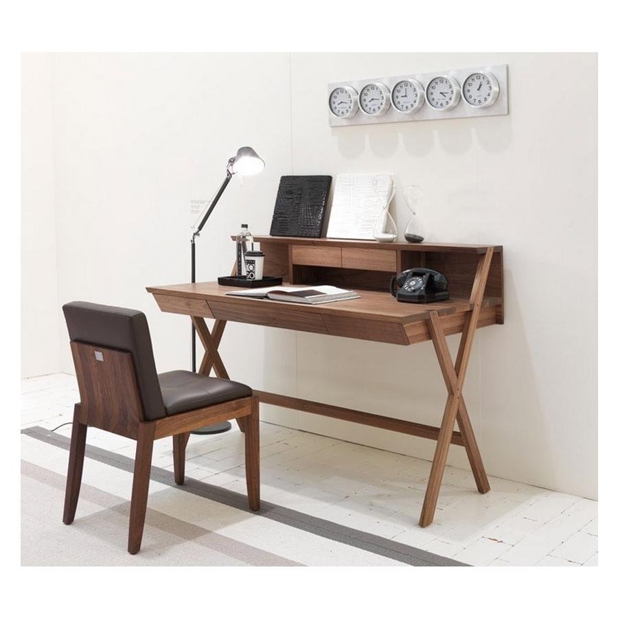 Writing desk made completely of solid walnut. The drawers are assembled with dovetail joints (includes 2 top drawers and 3 drawers under the desk). This writing desk is characterized by an “X” joint between the legs.

Made in Italy:
Made in Italy