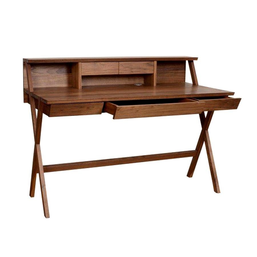 Modern Walnut Writing Desk with Drawers, Made in Italy For Sale
