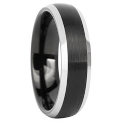 Navarro, Two-Toned Black Tungsten Beveled Edge Comfort Fit Wedding Band